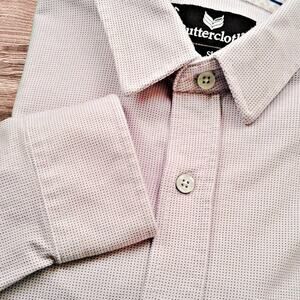 Buttercloth Slim Fit Men's L Purple Micro Dot Long Sleeve Button Down Shirt